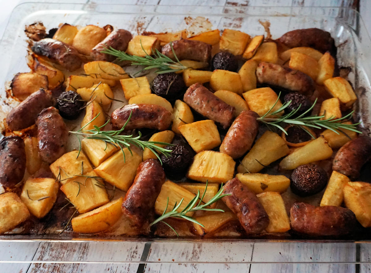 Sausage Pear And Parsnip Tray Bake Recipe Cuisine Fiend